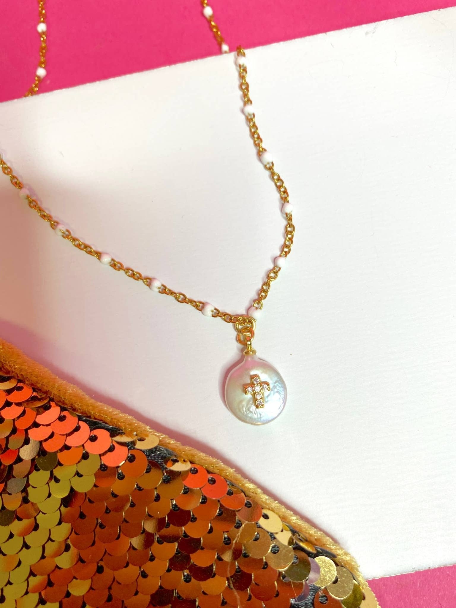 Madison Enamel Cross Necklace - Mercantile213