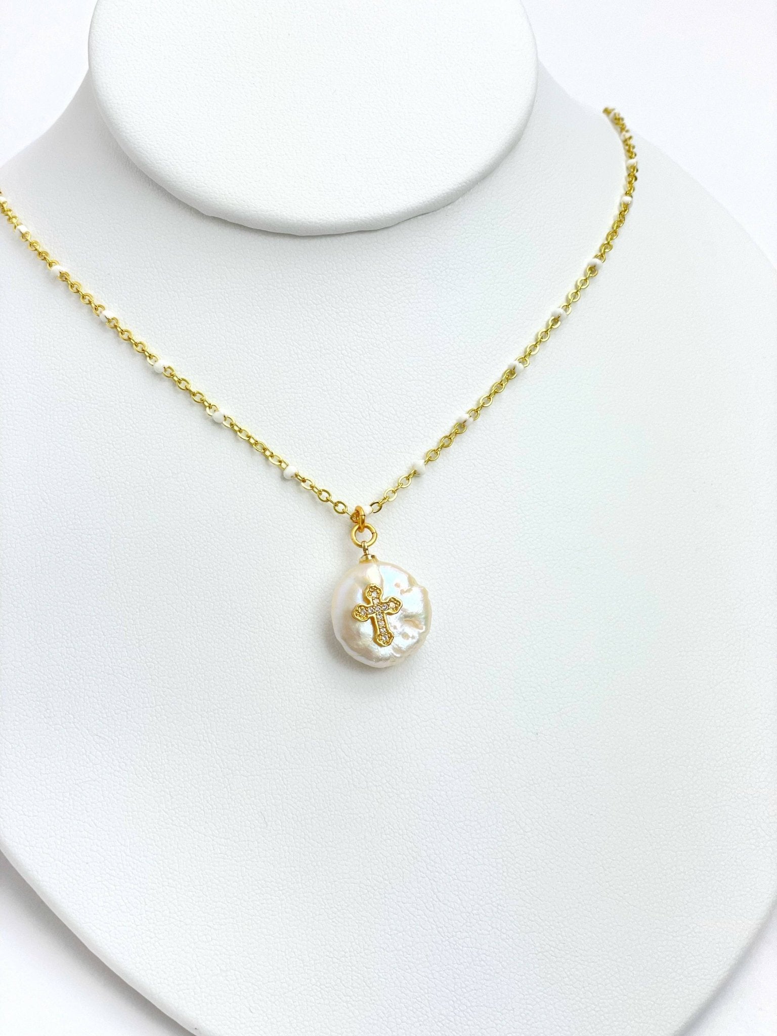 Madison Enamel Cross Necklace - Mercantile213