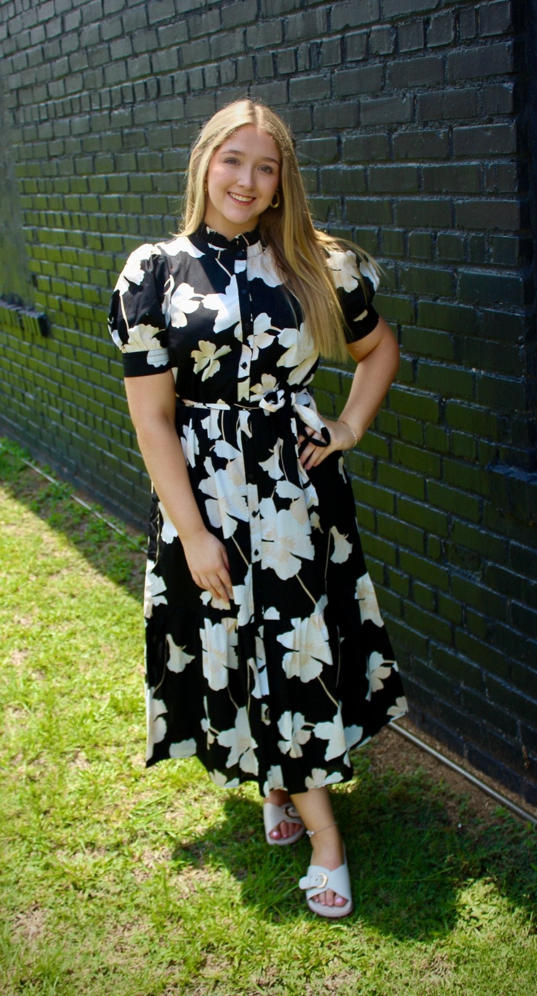 Medina Floral Button Up Midi Dress - Mercantile213
