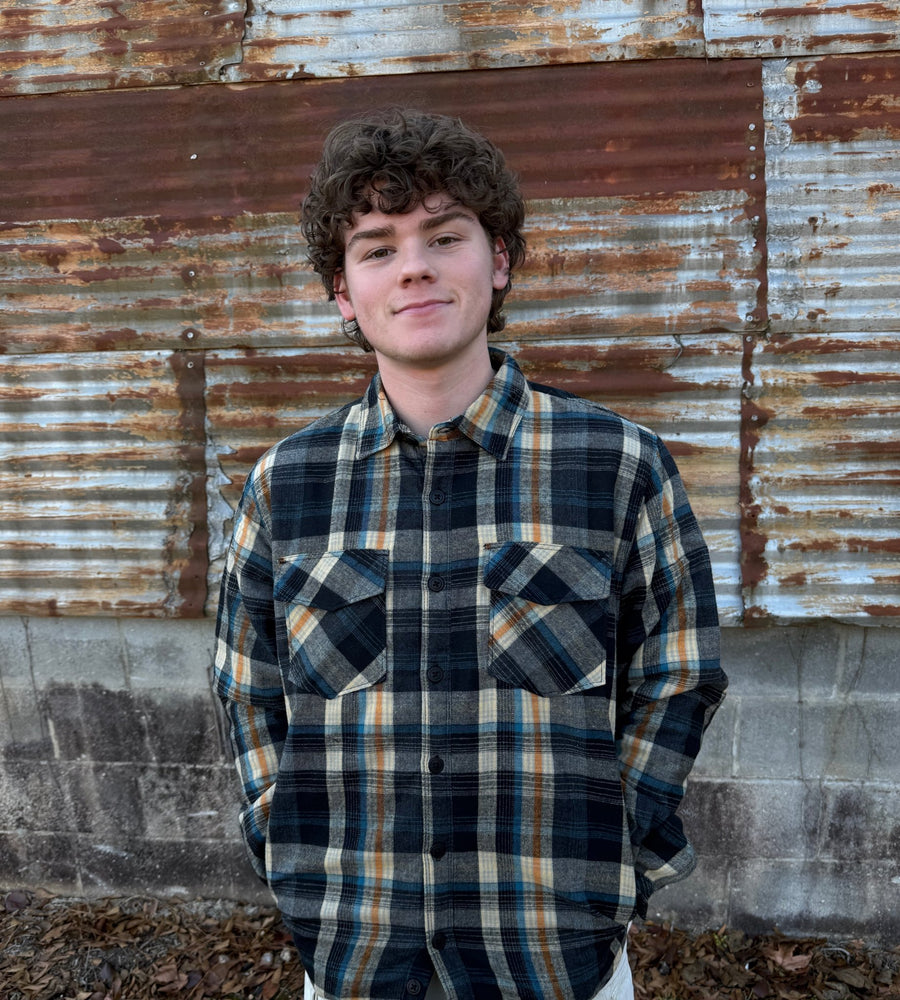 Men's Flannel Shacket - Khaki Plaid - Mercantile213