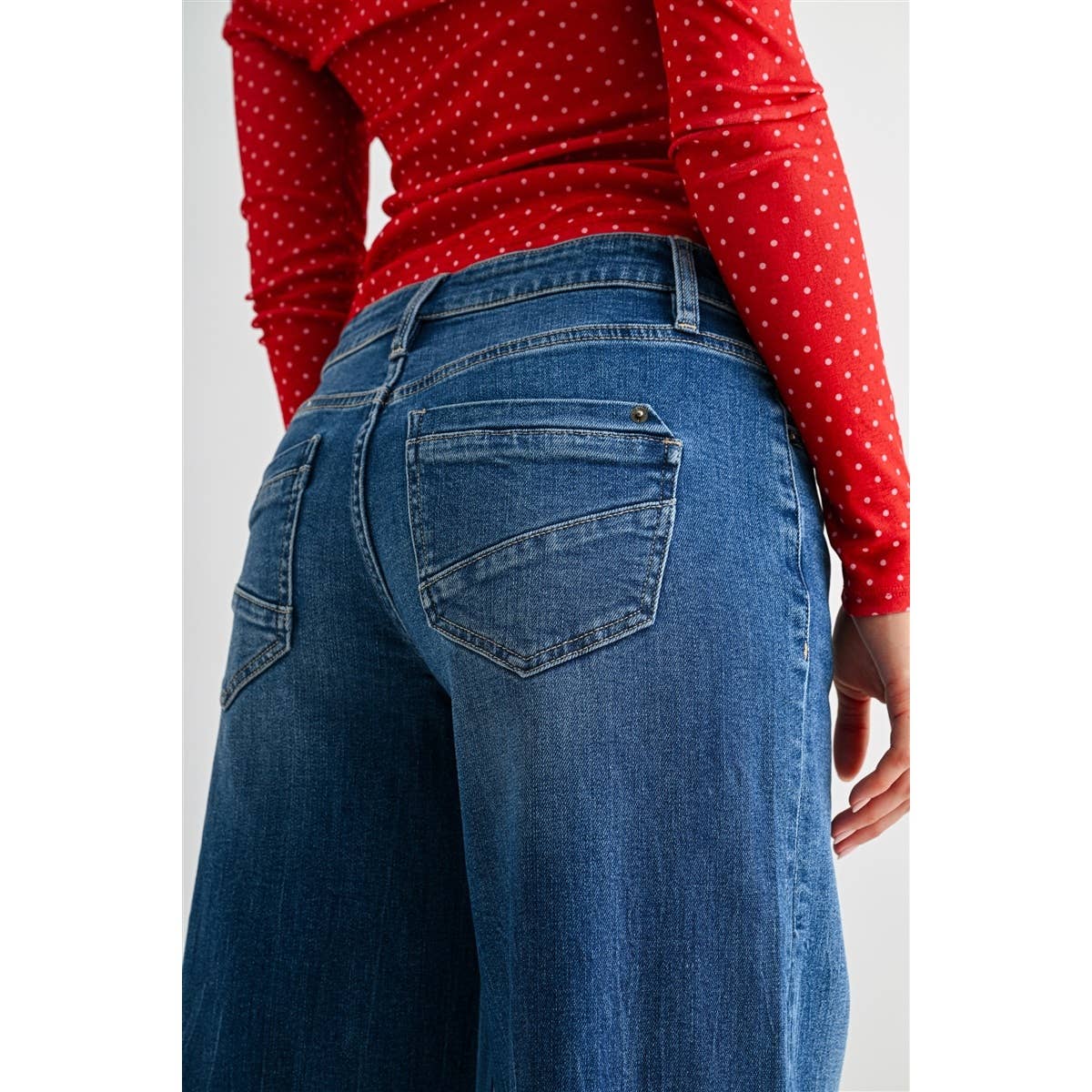 Mid-Rise Wide Leg Baggy Jeans-MDP-3861M - Mercantile213