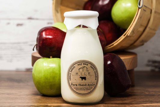 Milk Bottle Candle Farmstand Apple - Mercantile213