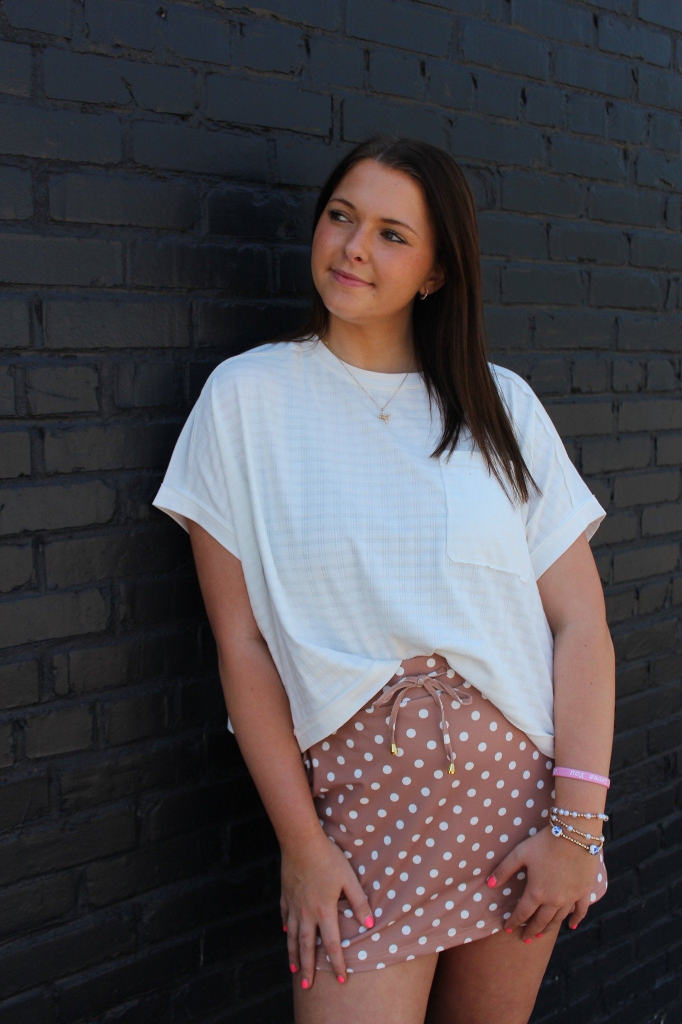 Mocha Mousse Polka Dot Skort - Mercantile213