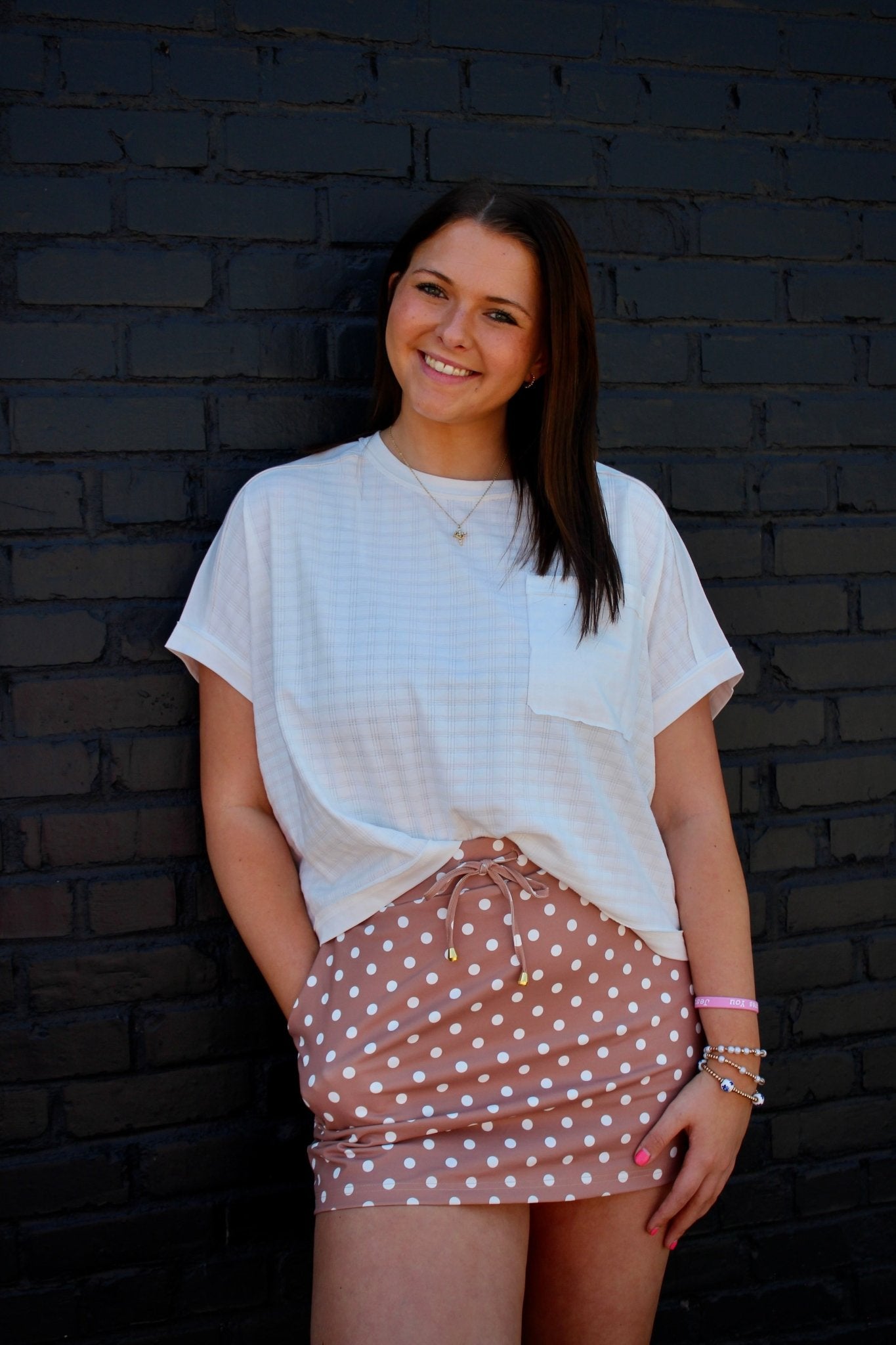 Mocha Mousse Polka Dot Skort - Mercantile213