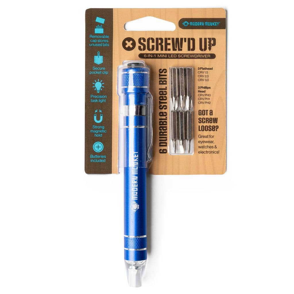Modern Monkey® Screw’d Up 6 - in - 1 Mini LED Screwdriver - Mercantile213