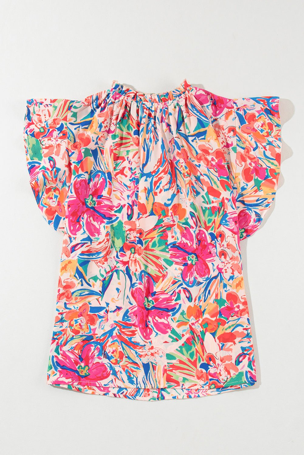 Multi Floral Ruffle VNeck Blouse - Mercantile213