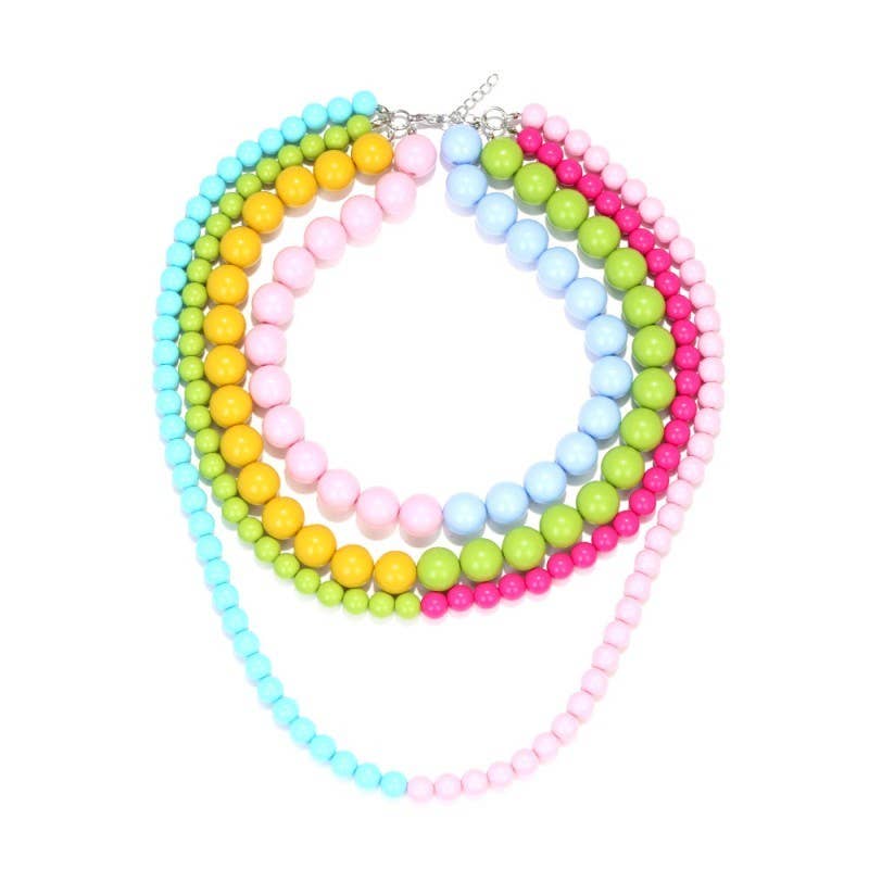Multi Resin Beaded Layered Necklace - Mercantile213