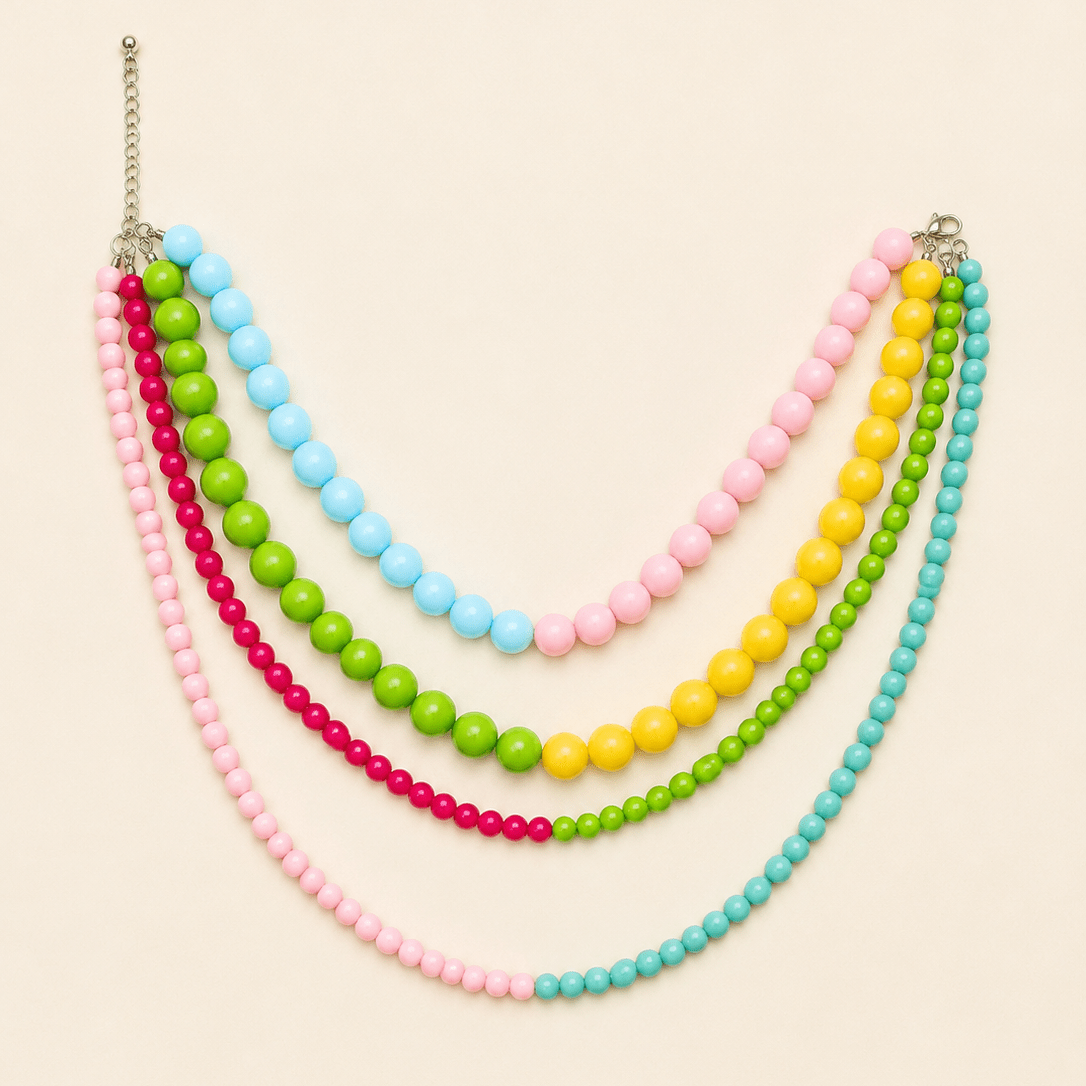 Multi Resin Beaded Layered Necklace - Mercantile213