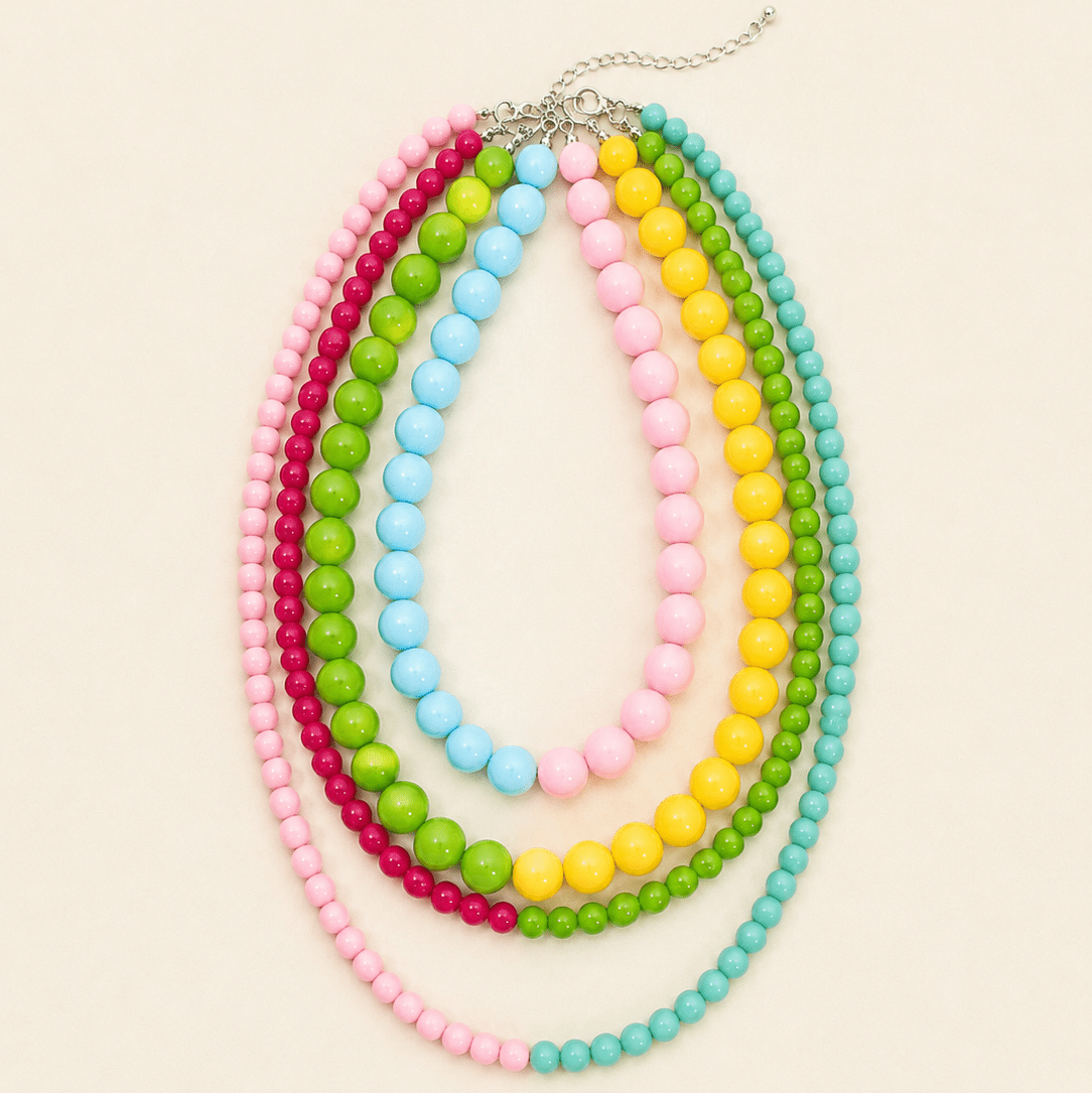 Multi Resin Beaded Layered Necklace - Mercantile213