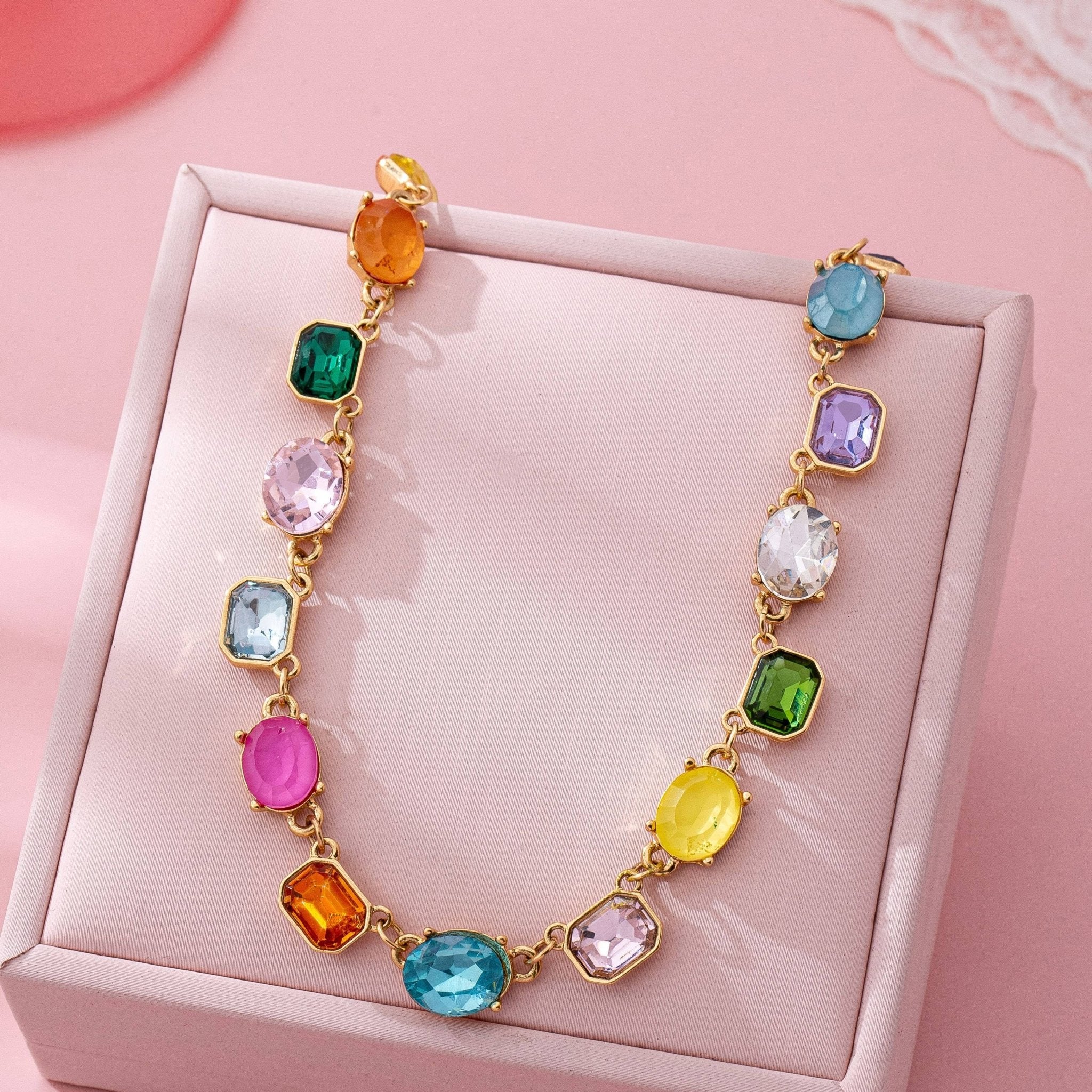 Multicolor Gemstone Link Necklace - Mercantile213