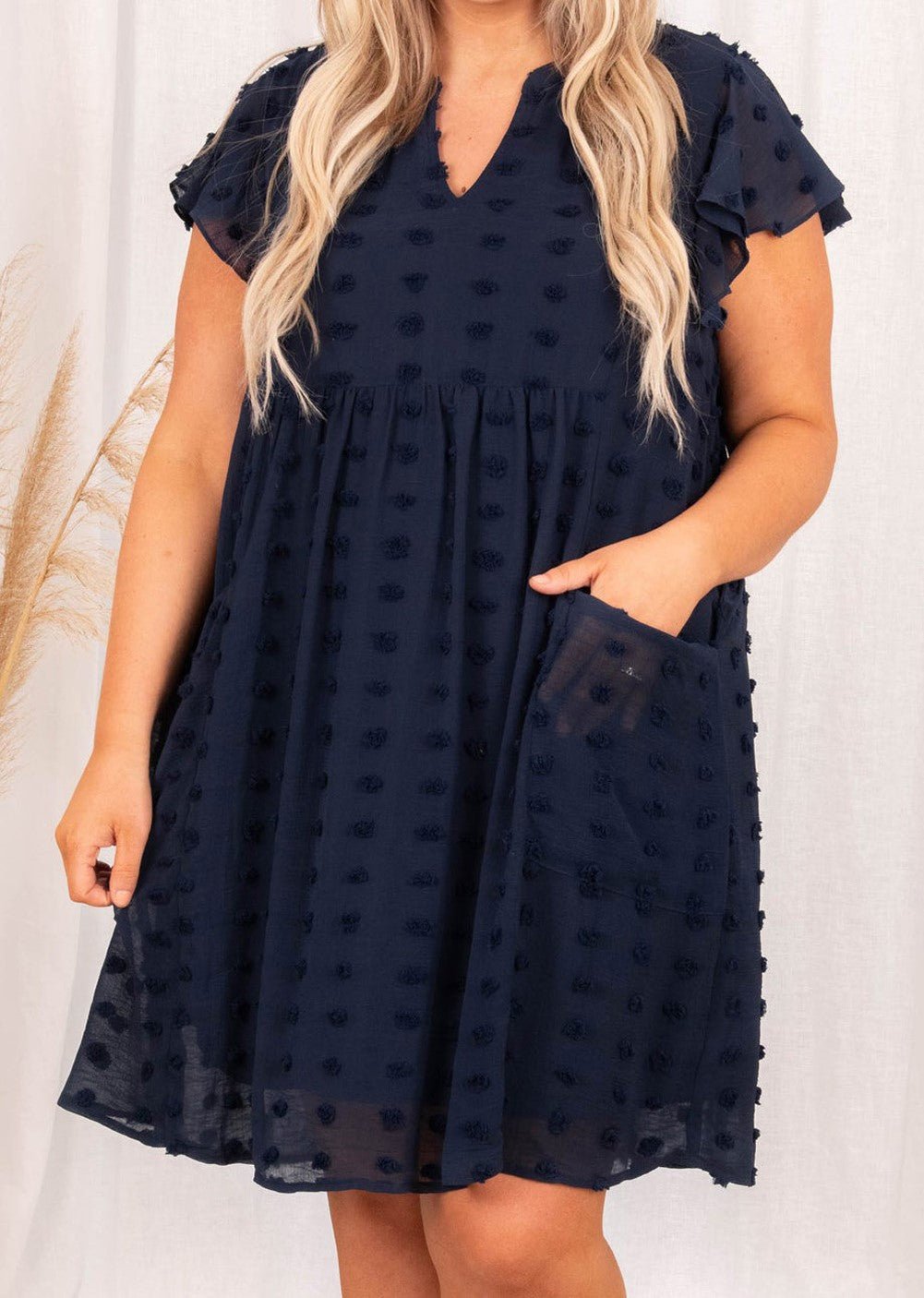 Navy Ruffled Dress - Mercantile213