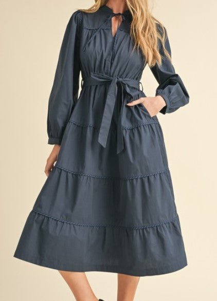 Navy Tiered Maxi Dress - Mercantile213
