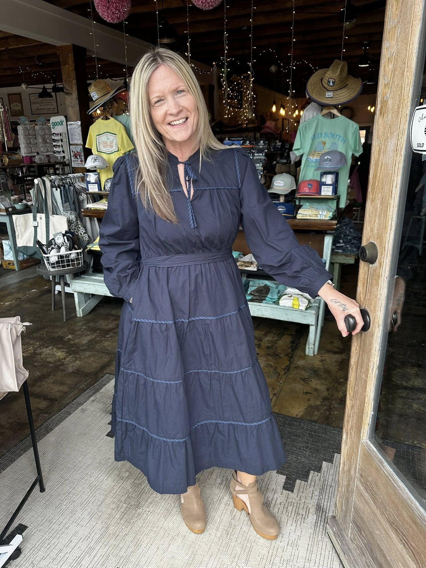 Navy Tiered Maxi Dress - Mercantile213