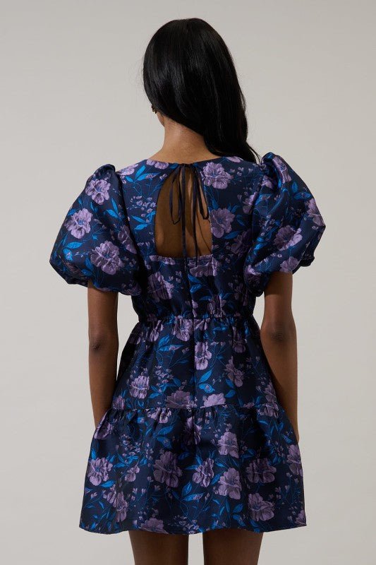 Nicole Jacquard Mini Dress - Navy - Mercantile213