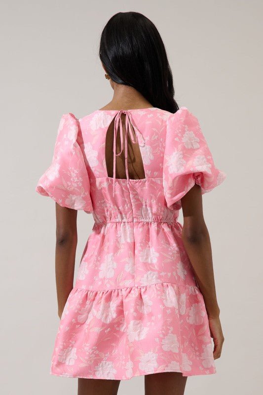 Nicole Jacquard Mini Dress - Pink - Mercantile213