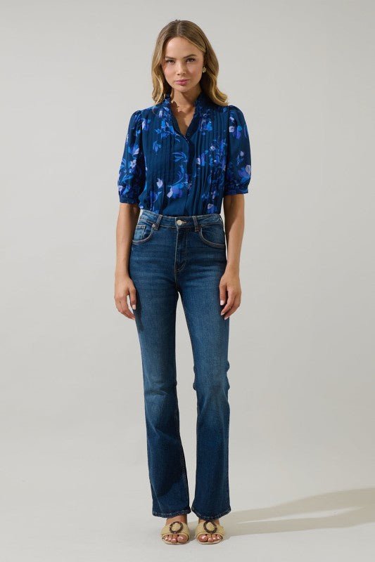 Niva Floral Pleated Blouse - Mercantile213