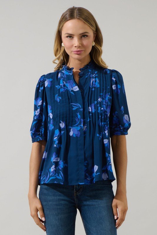 Niva Floral Pleated Blouse - Mercantile213