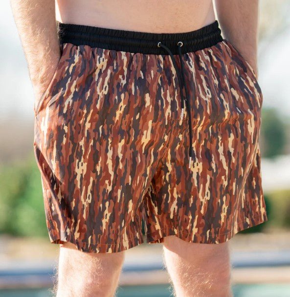 Old South Lined Swim Trunks - Bark Camo - Mercantile213