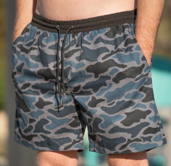 Old South Lined Swim Trunks - Blackout Camo - Mercantile213