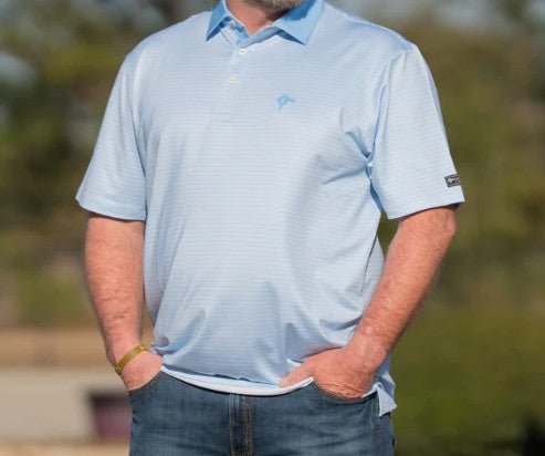 Old South Performance Polo - Blue Sky Stripe - Mercantile213