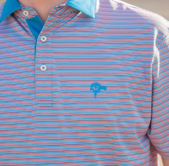 Old South Performance Polo - Red/Blue Stripe - Mercantile213