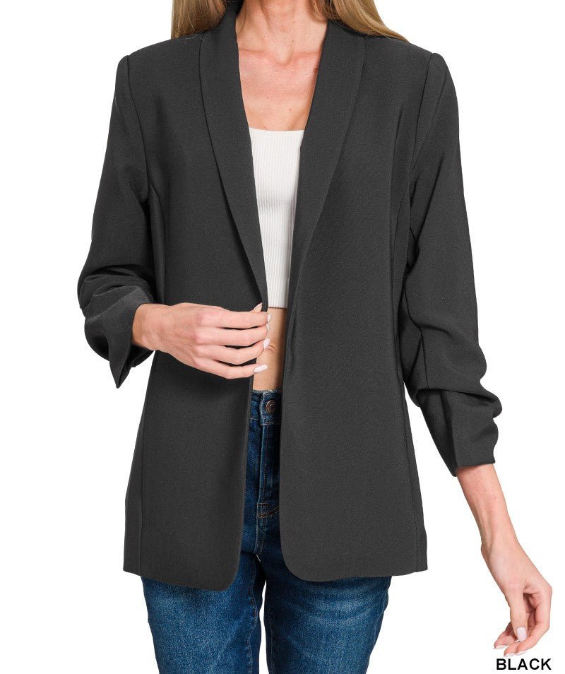Open Front Blazer - Black - Mercantile213