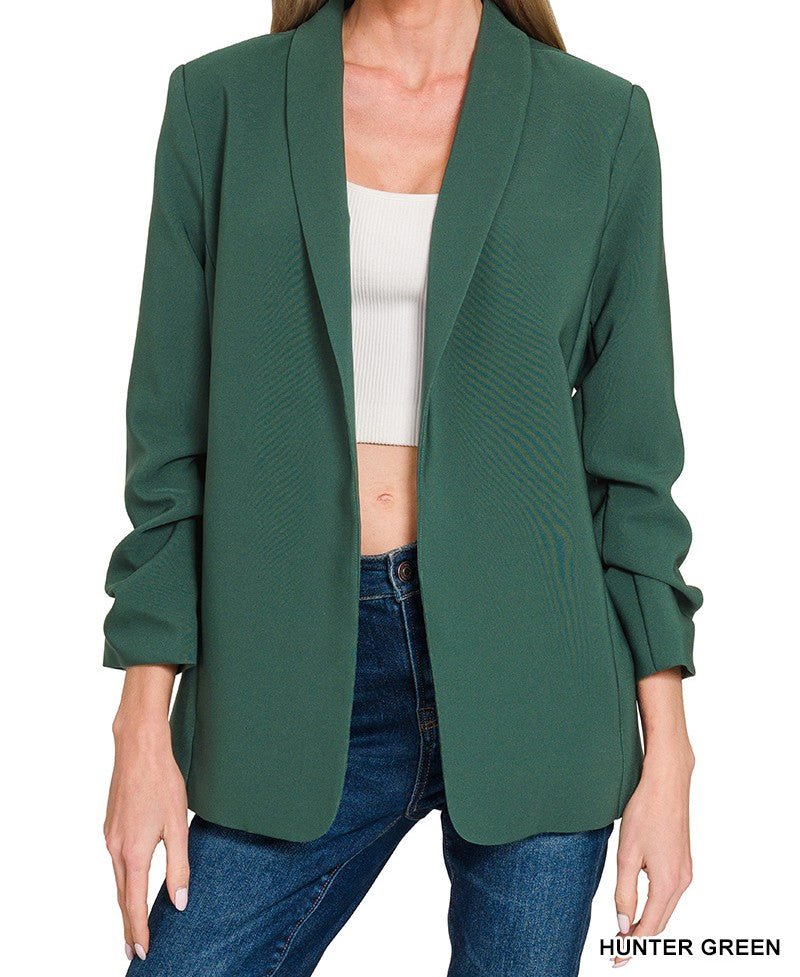 Open Front Blazer - Hunter Green - Mercantile213
