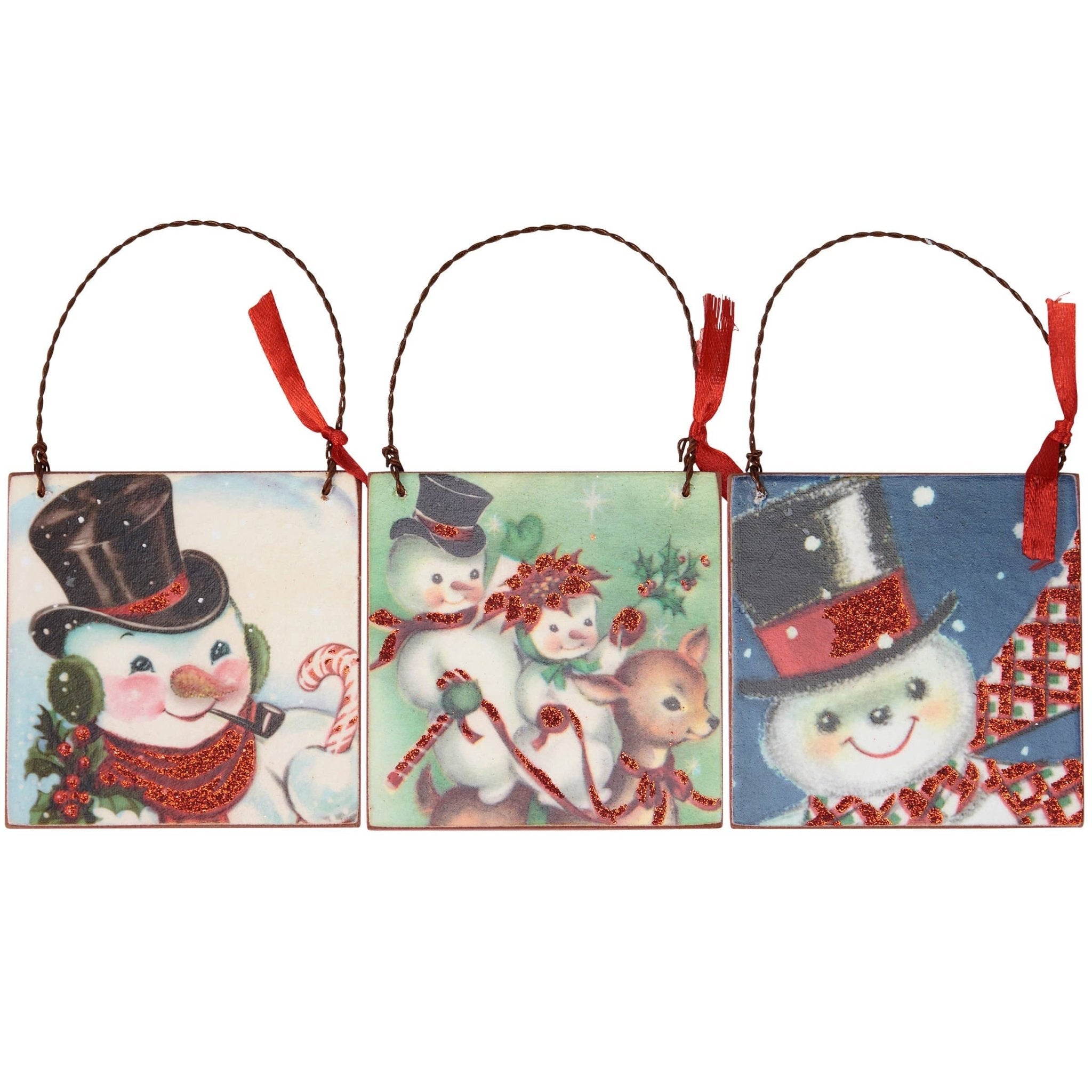 Ornament - Reto Snowman (3pc) - Mercantile213