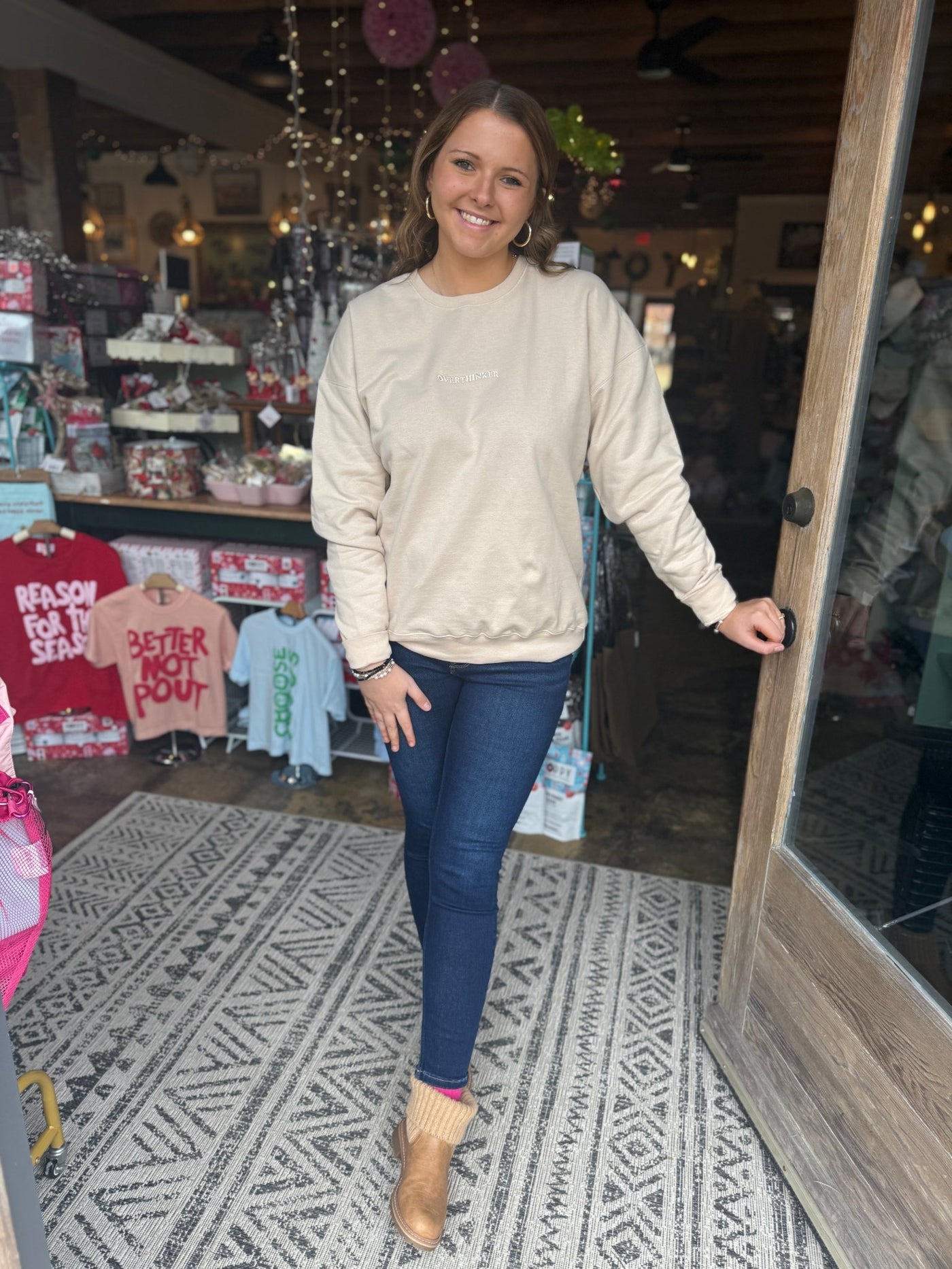 Overthinker Embroidery Sweatshirt - Mercantile213