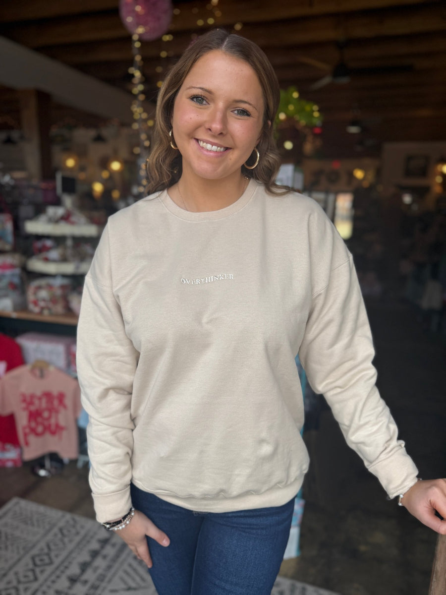 Overthinker Embroidery Sweatshirt - Mercantile213