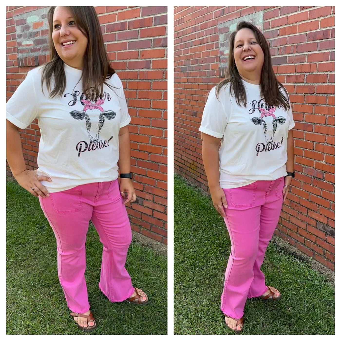 Pink Cropped Flare Jeans - Mercantile213