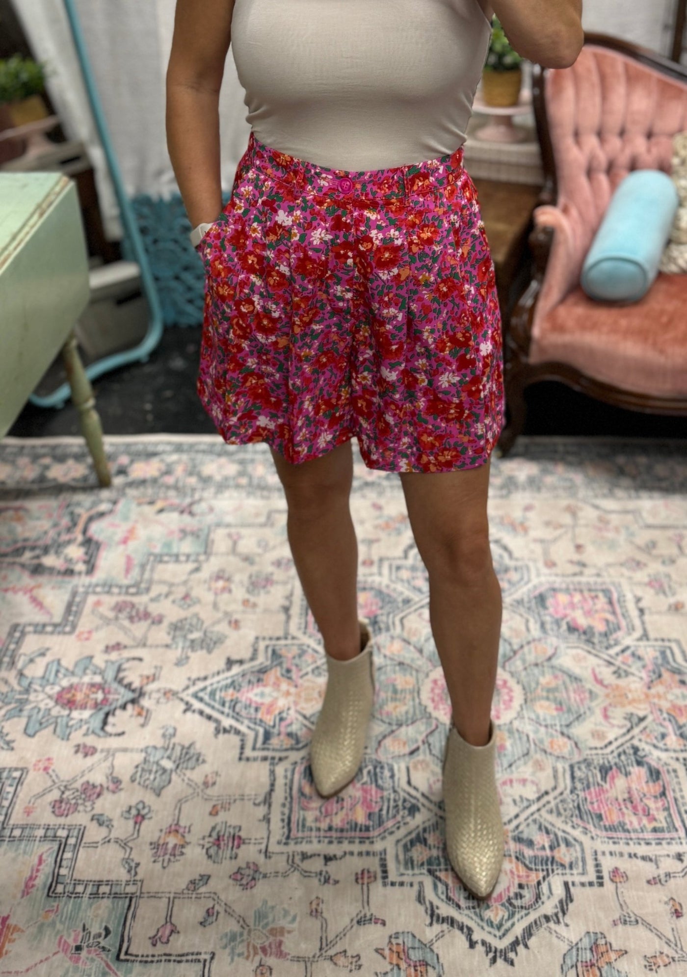 Pink Floral Shorts - Mercantile213