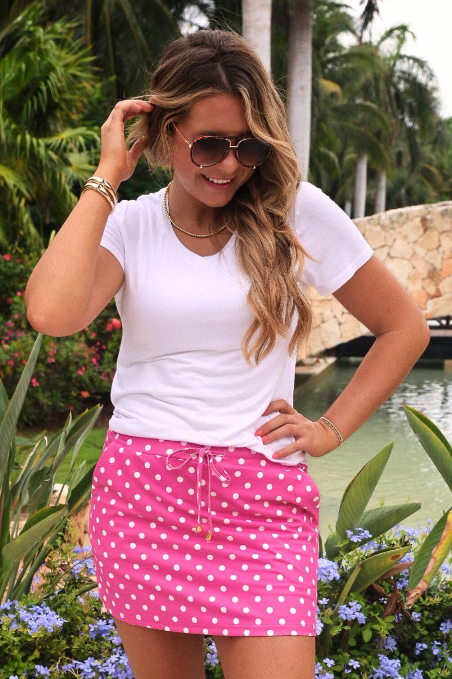Pink Polka Dot Skort: Pink - Mercantile213