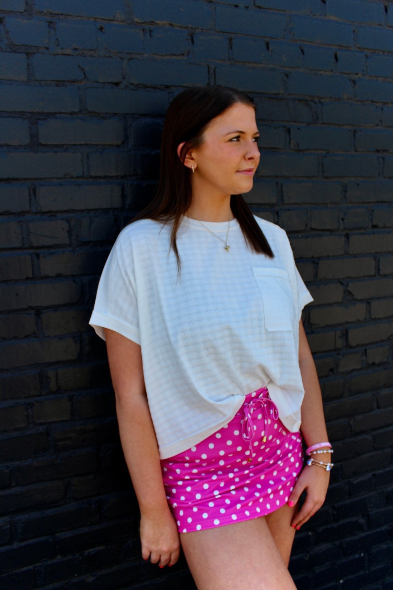 Pink Polka Dot Skort: Pink - Mercantile213