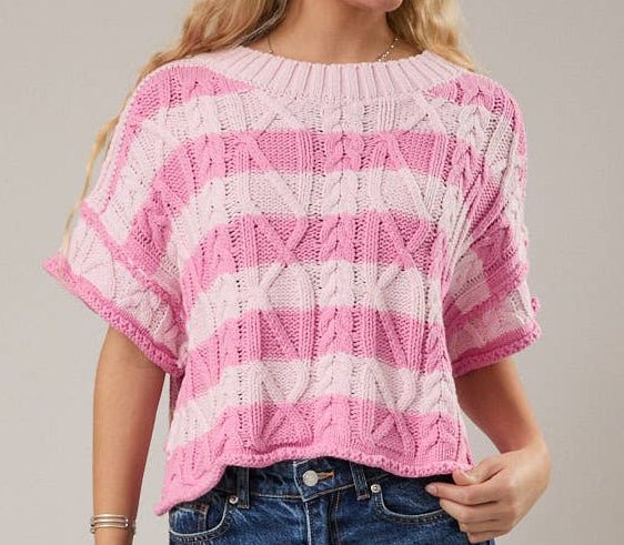 Pink Stripe SS Sweater - Mercantile213
