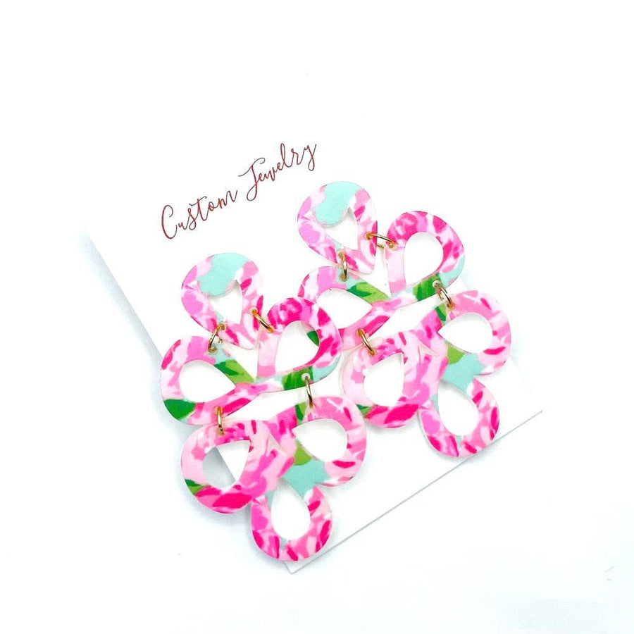 Pink/Aqua Geo Print Earrings - Mercantile213