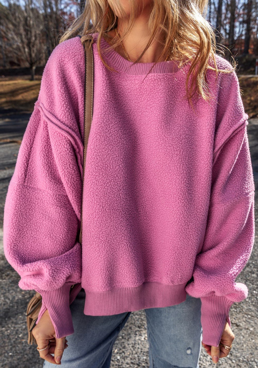 Pink/Violet Sherpa Sweatshirt - Mercantile213