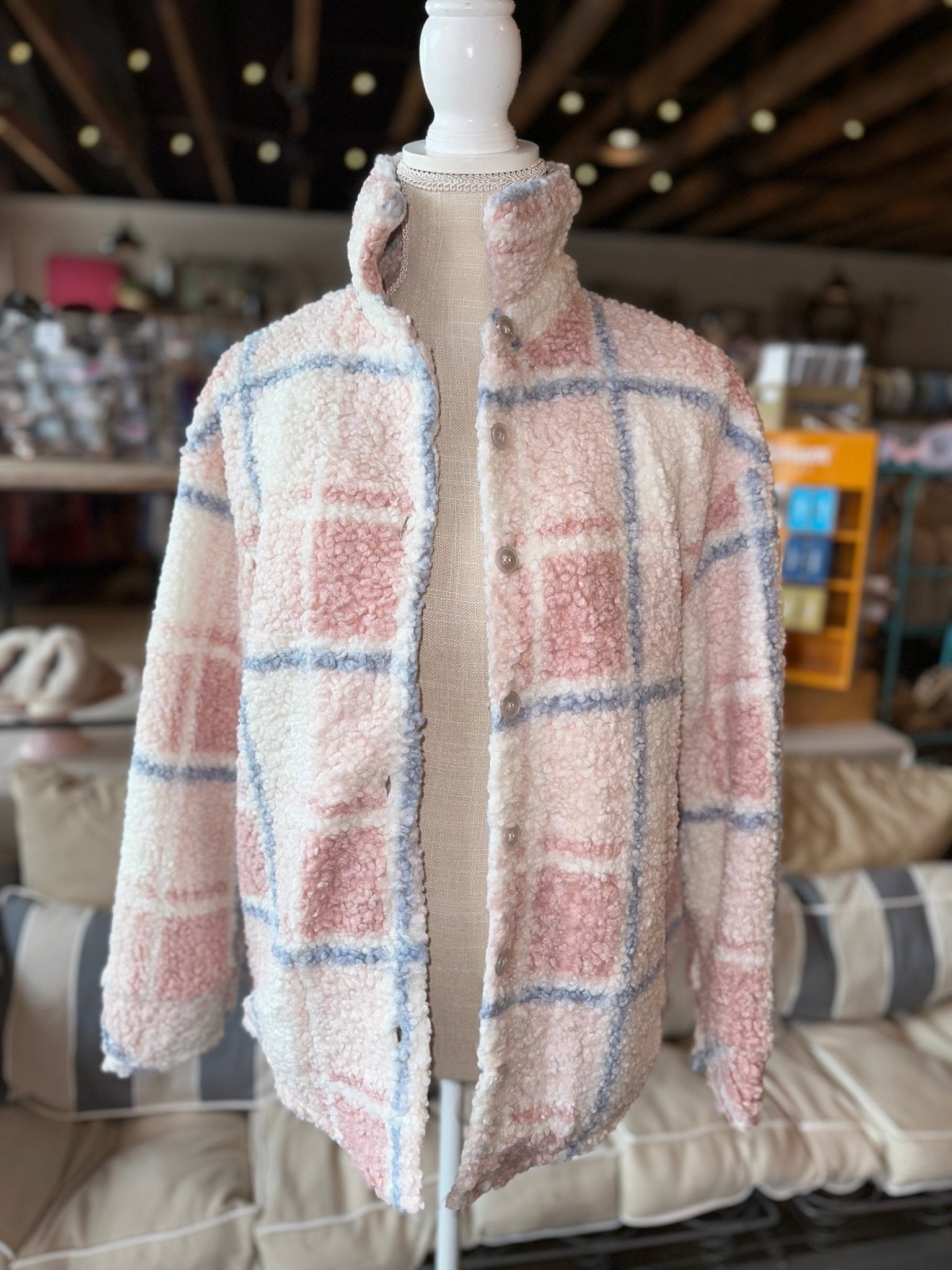 Plaid Sherpa Shacket - Mercantile213