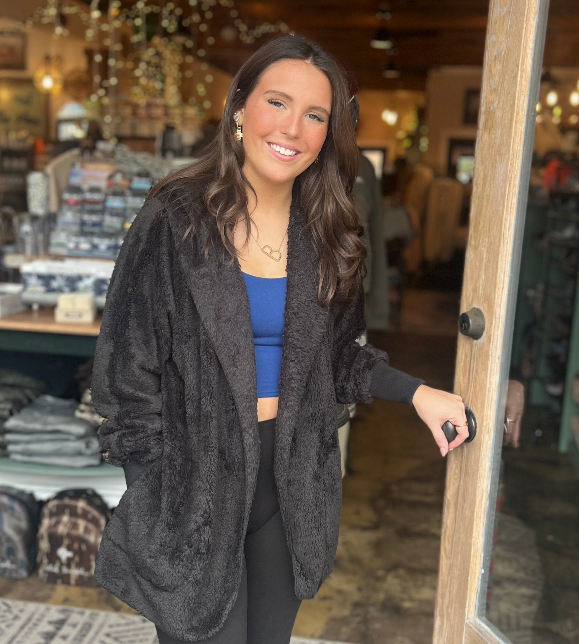 Plush Shacket - Black - Mercantile213