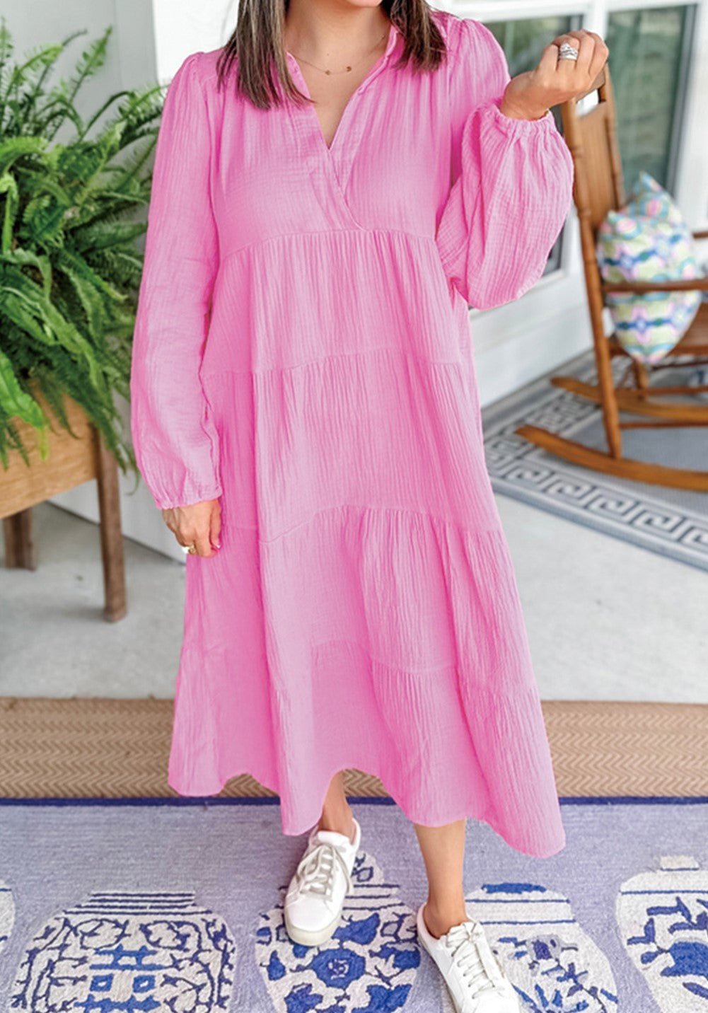 Powder Pink Bonbon Midi Dress - Mercantile213