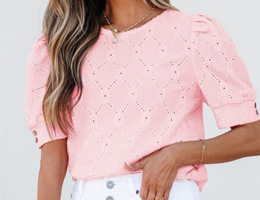 Powder Pink Textured Top - Mercantile213