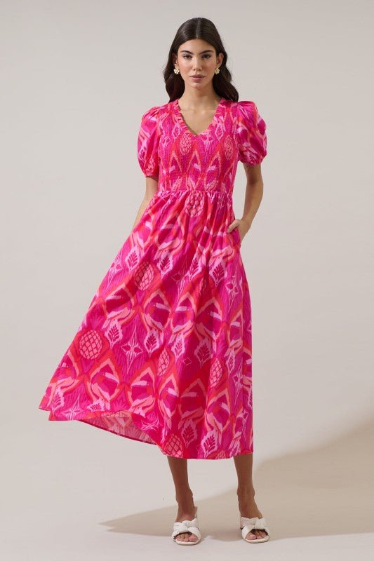 Prissa Smocked Midi Dress - Mercantile213