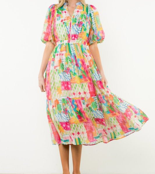Puff Sleeve Floral Maxi - Mercantile213