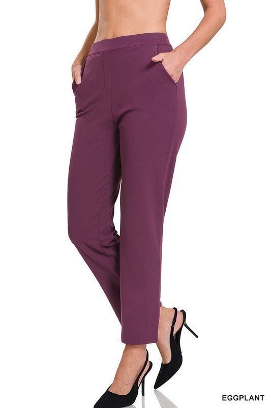 Pull On Dress Pants - Eggplant - Mercantile213