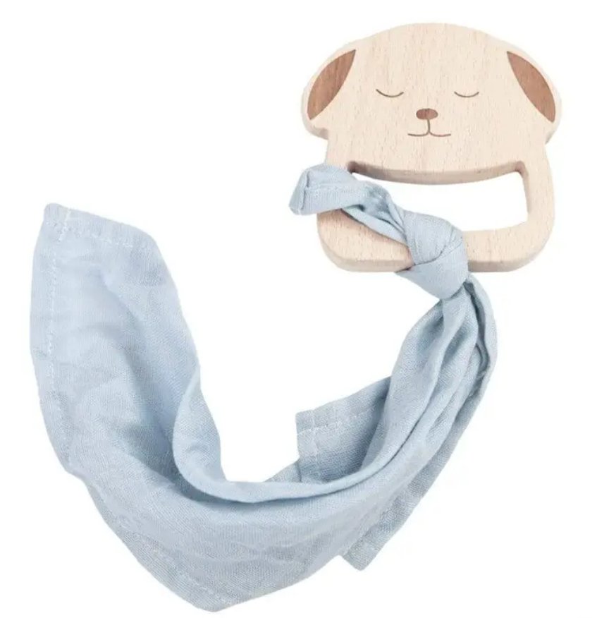 Puppy Wooden Teether & Blue Blankie - Mercantile213