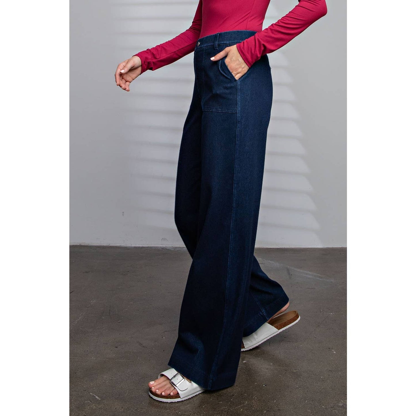 Rae Mode Cotton Stretch Wide Leg Denim - P6278D - Mercantile213