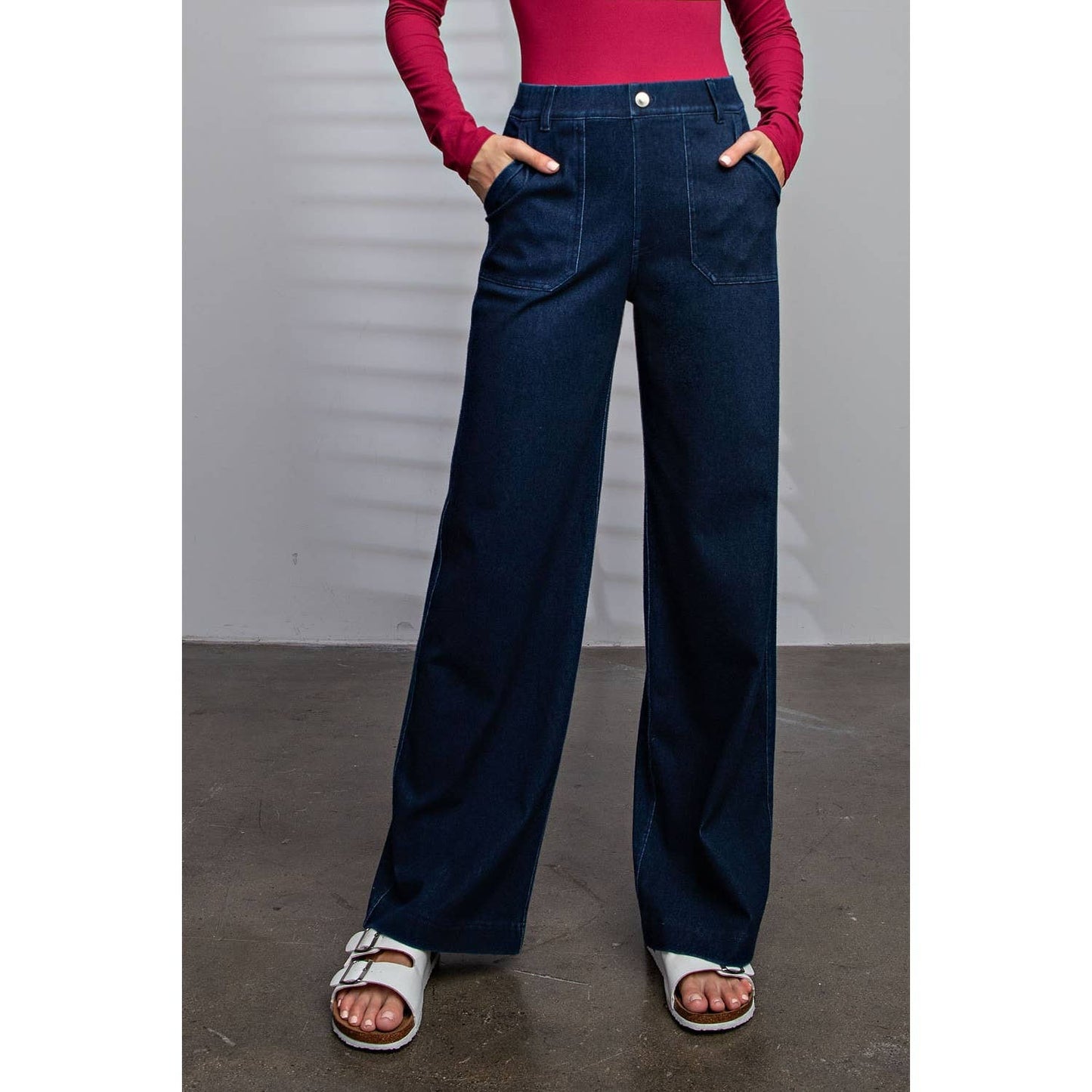 Rae Mode Cotton Stretch Wide Leg Denim - P6278D - Mercantile213