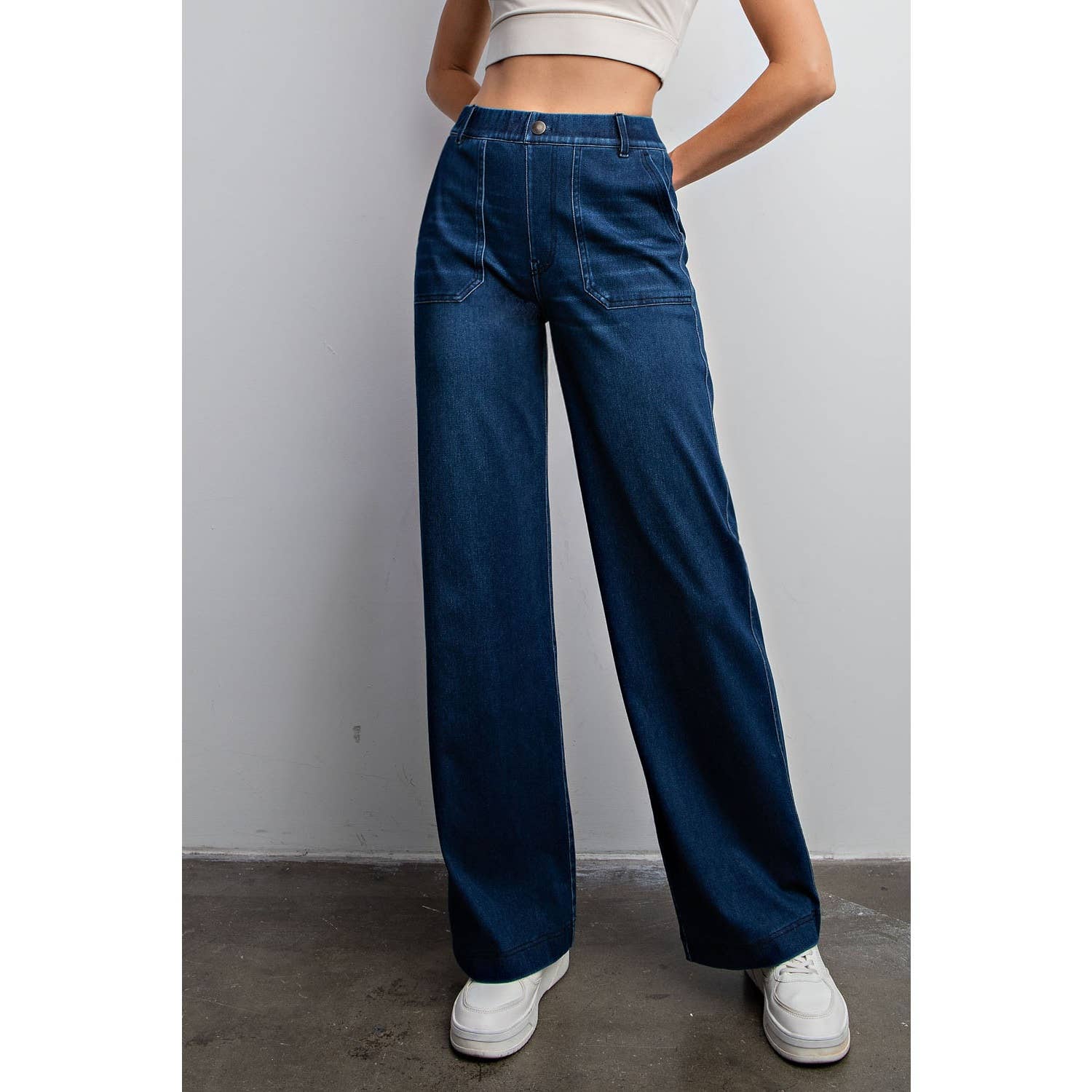 Rae Mode Cotton Stretch Wide Leg Denim - P6278D - Mercantile213