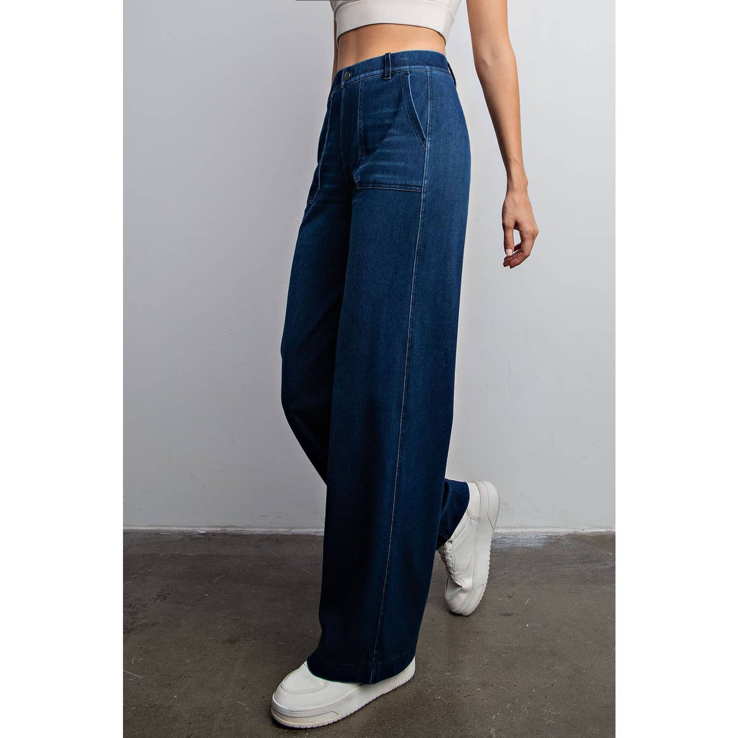 Rae Mode Cotton Stretch Wide Leg Denim - P6278D - Mercantile213