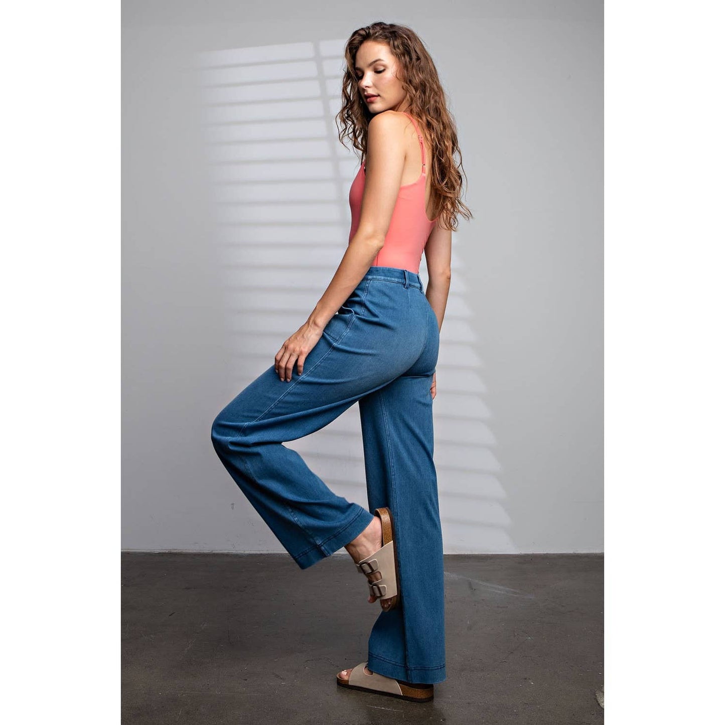 Rae Mode Cotton Stretch Wide Leg Lt Denim - P6278LT - Mercantile213